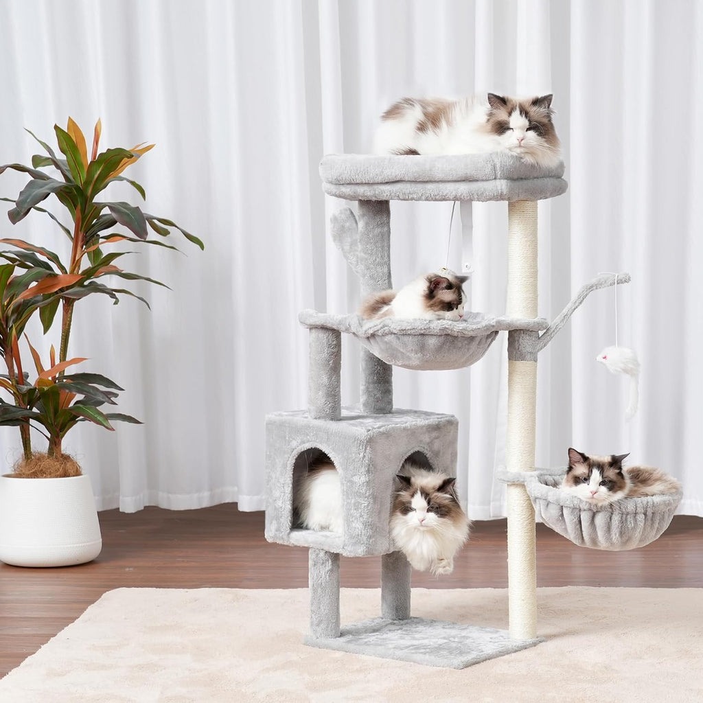 Cat Tree, 39" Tower with All-Sisal Wrapped Scratching Post HCT006SW