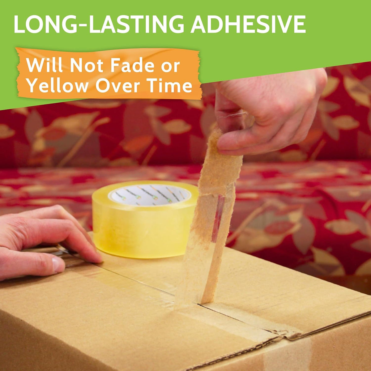 PSBM Clear Packing Tape, 12 Rolls, 1.6 Mil Thick, 1.88 Inch Wide, 110 Yards Per Roll, Total 1320 Yards, Heavy Duty