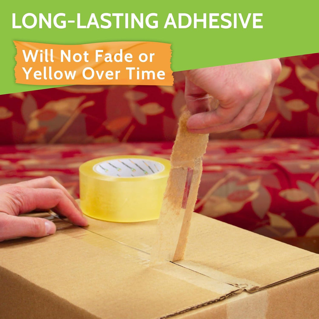 PSBM Clear Packing Tape, 6 Rolls, 1.9 Mil Thick, 2.83 Inch Wide, 110 Yards Per Roll, Total 660 Yards, Heavy Duty Tape