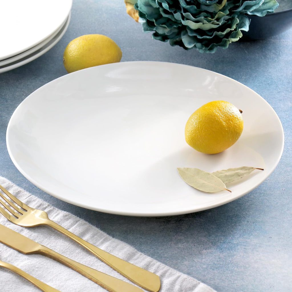 Professional Kitchen 12 Piece Porcelain Dinnerware/Tableware Set (Round Dinner Plate White)