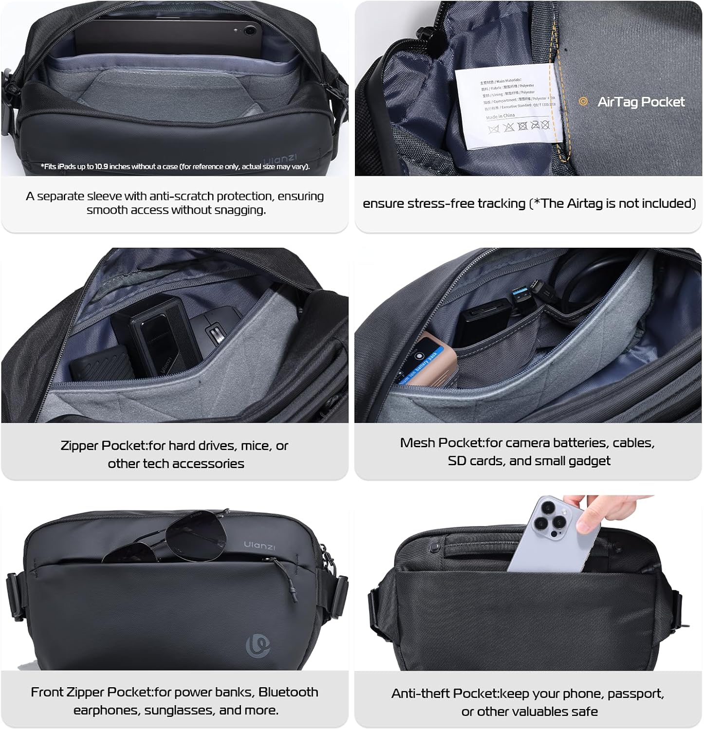 10L Camera Sling Bag, Water-Resistant Camera Case with Tripod Holder | DSLR/SLR/Mirrorless Camera Bags Crossbody for