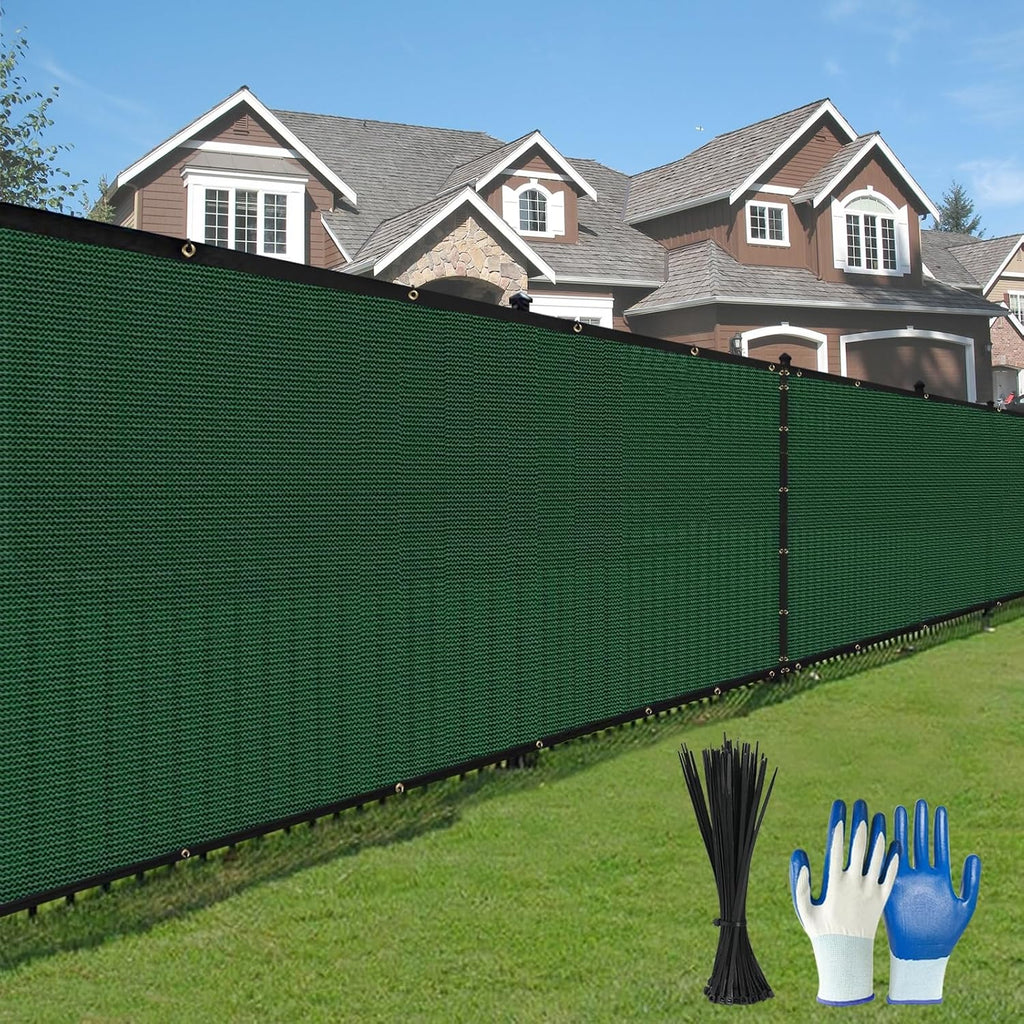 Privacy Fence Screen,with Gloves, 6X50FT Heavy Duty 220GSM 98% Blockage Privacy Screen Fence for Outdoor Wall Garden