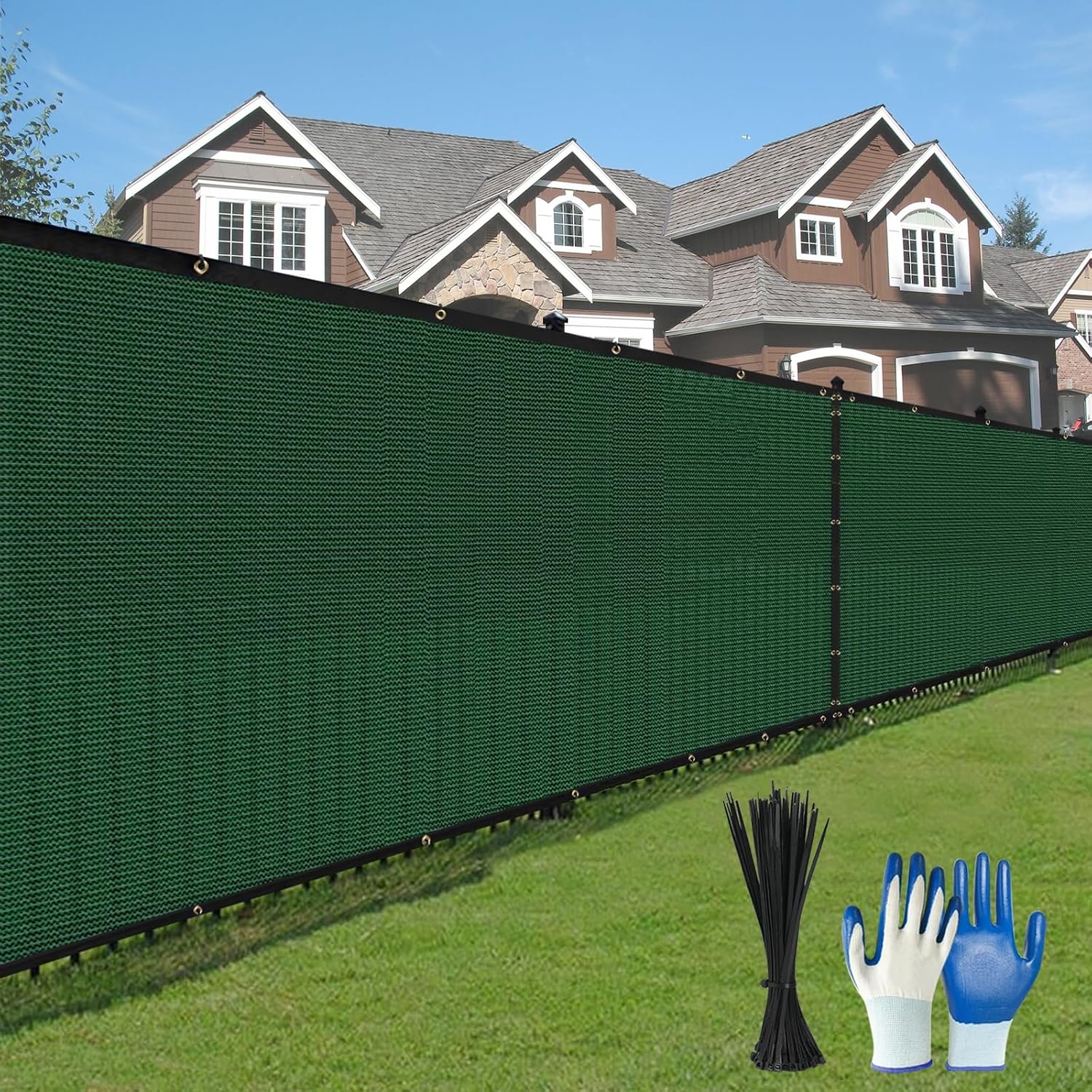 Privacy Fence Screen,with Gloves, 6X50FT Heavy Duty 220GSM 98% Blockage Privacy Screen Fence for Outdoor Wall Garden