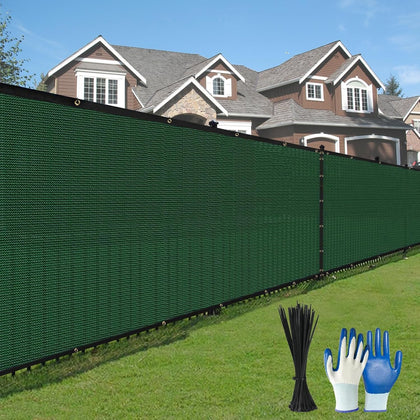 Privacy Fence Screen,with Gloves, 6X50FT Heavy Duty 220GSM 98% Blockage Privacy Screen Fence for Outdoor Wall Garden