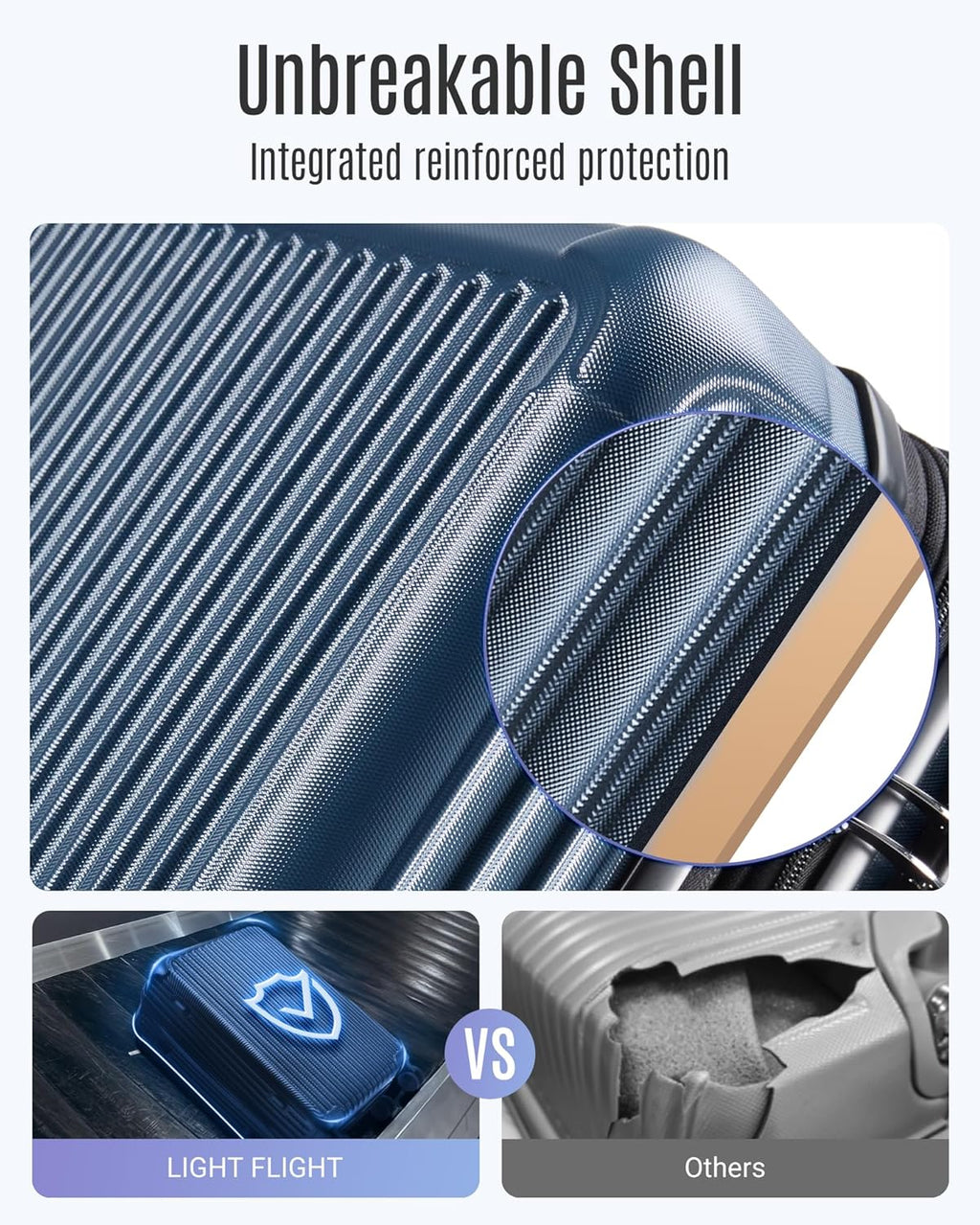 Luggage Sets, Durable Hard Shell 3 Piece Set Suitcase with Spinner Wheels, Hardside Lightweight Luggage set with TSA
