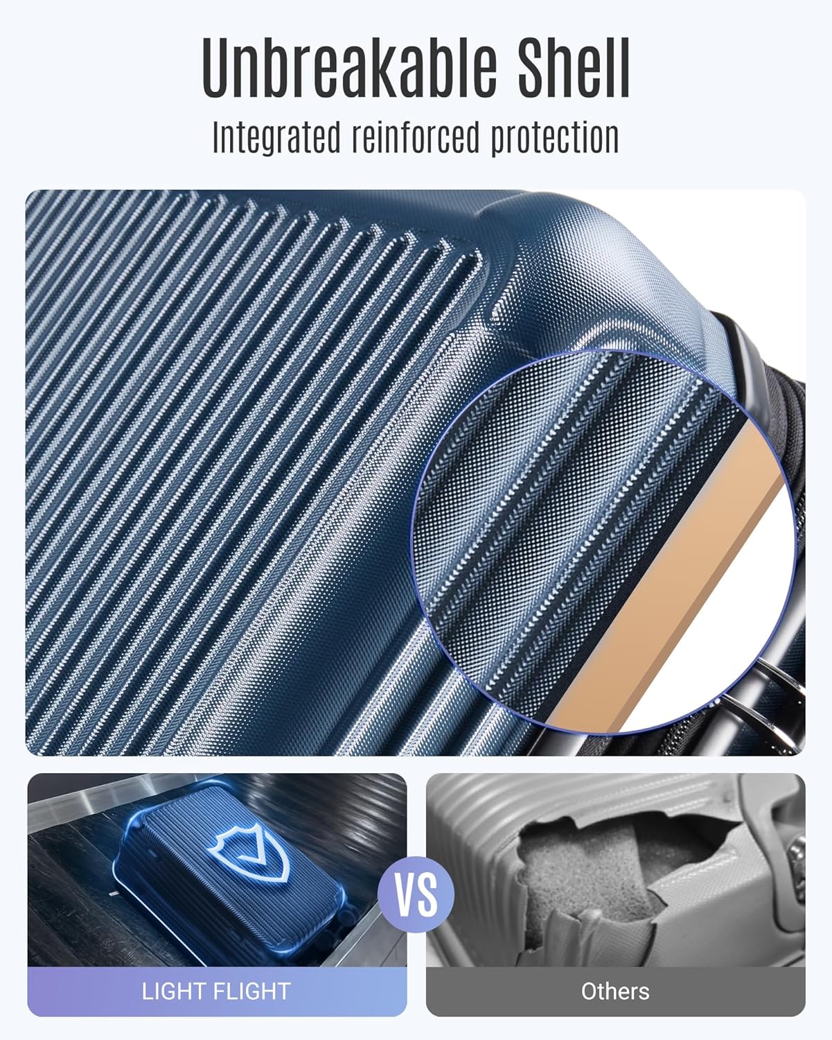 Luggage Sets, Durable Hard Shell 3 Piece Set Suitcase with Spinner Wheels, Hardside Lightweight Luggage set with TSA