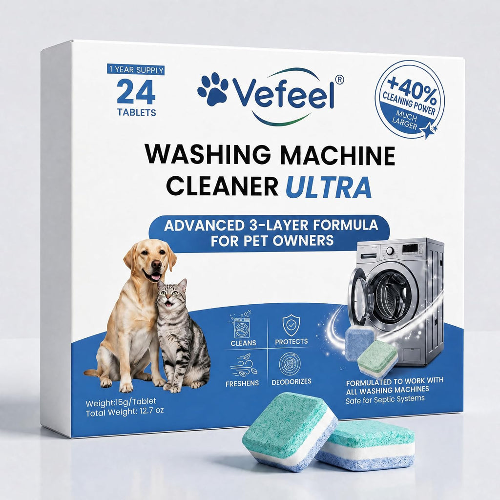 ULTRA Washing Machine Cleaner Tablets for Pet Owners, 40% More Power, 24 Pack 12-Month Supply, 3-Layer Formula
