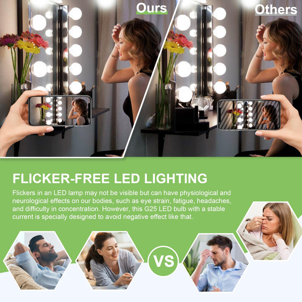 G25 LED Globe Light Bulbs 4000K Daylight E26 Base 60W Equivalent