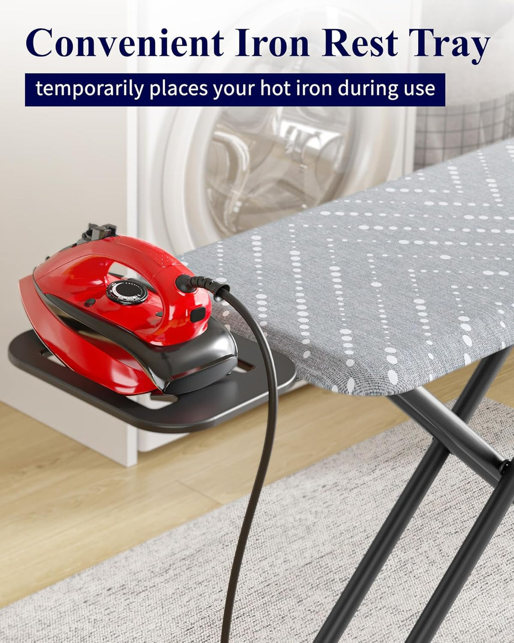 Folding Ironing Board - Height Adjustable Iron Board in Full Size, Wobble-Free & Heavy-Duty Ironing Board with Cover