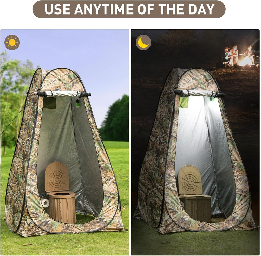 Portable Camping Toilet with Pop-Up Privacy Tent, 12-inch Toilet Seat, Outdoor Portable Folding Toilet Potty for