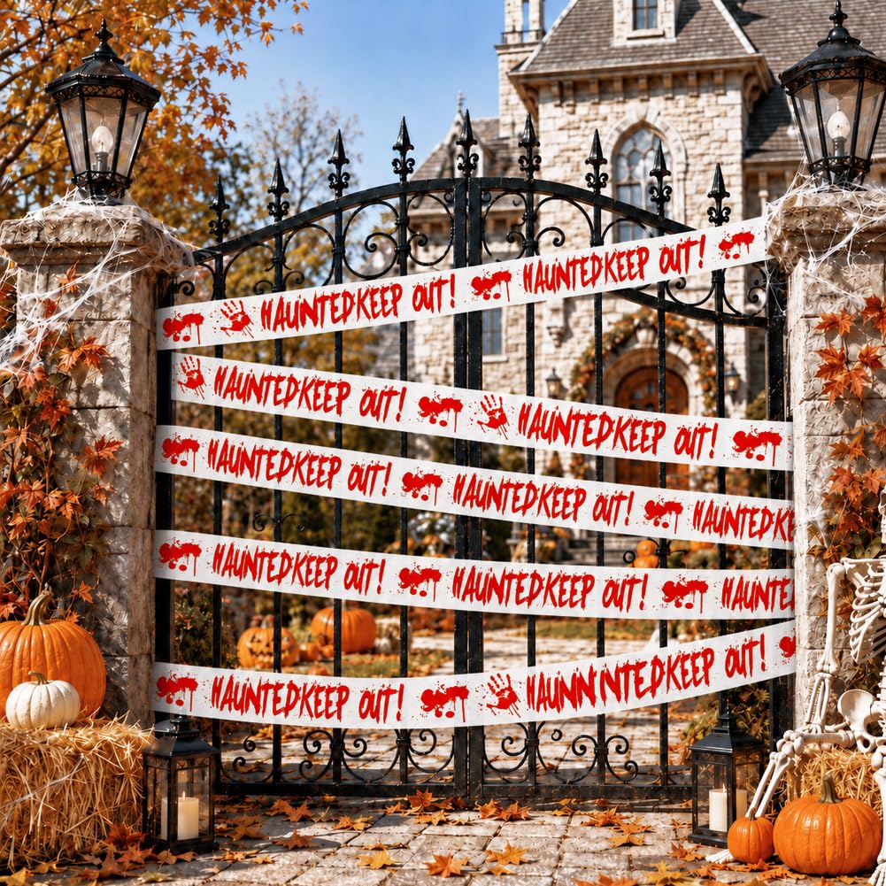 4Pk 3" x118ft Halloween Caution Tape for Haunted House Decor