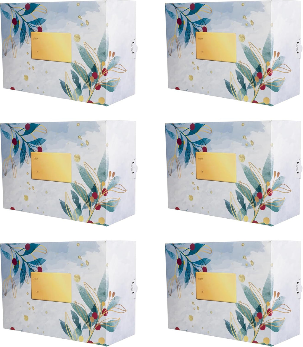 Decorative Shipping Boxes Christmas Decorated Gift Boxes For Mailing Holiday Gifts & Christmas Presents, 6 Pack of