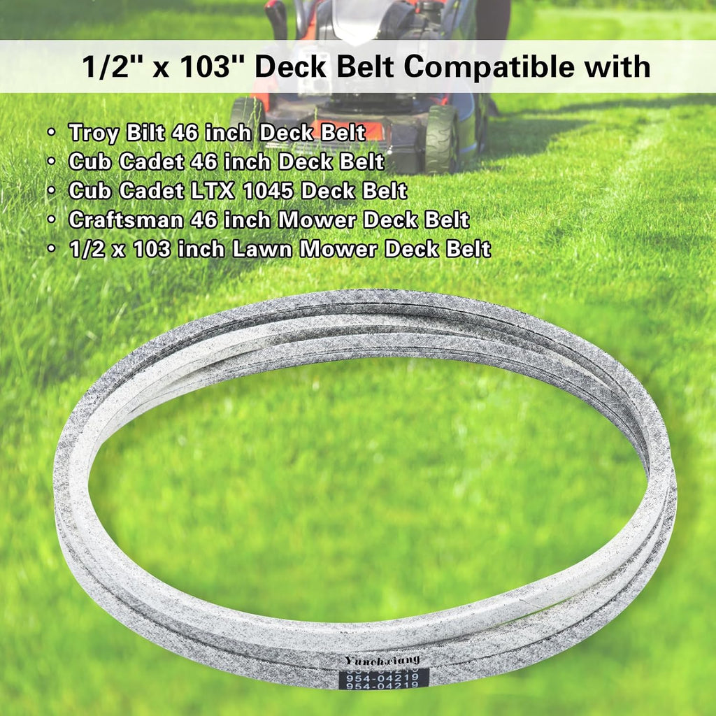 954-04219 Deck Belt Kevlar for Troy Bilt 46 inch Deck Belt, Cub Cadet LTX1045, LTX1046, LT2000, Troy Bilt Bronco Lawn Tractor, Replaces MTD 754-04219, 954-04219 - 1/2" x 103"