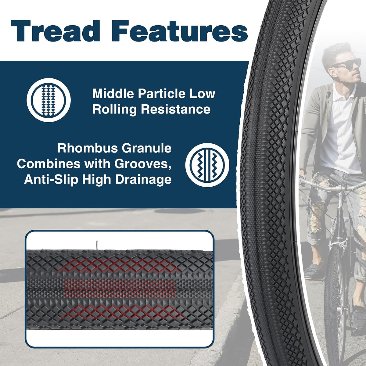 Bike Tire 700C Gravel Bike Tire Foldable 700 x 40C Tire for Road Racing Anti - Slip 40-622mm Replacement Tire for