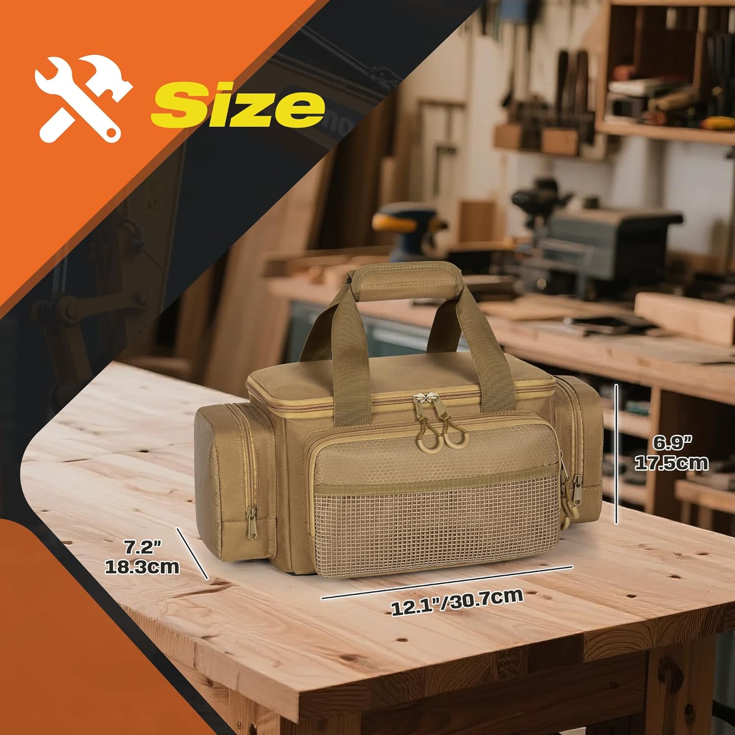 Small Tool Bag with Anti-friction Bottom, Tactical 12" Tool Tote for Men, Hand Tool Storage Organizer for