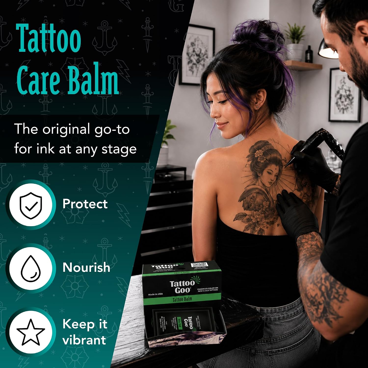 Tattoo Aftercare Balm, 50 Pk Individual Travel Packets, Natural Olive Oil & Beeswax, Supports Vibrant Color, Hydrates