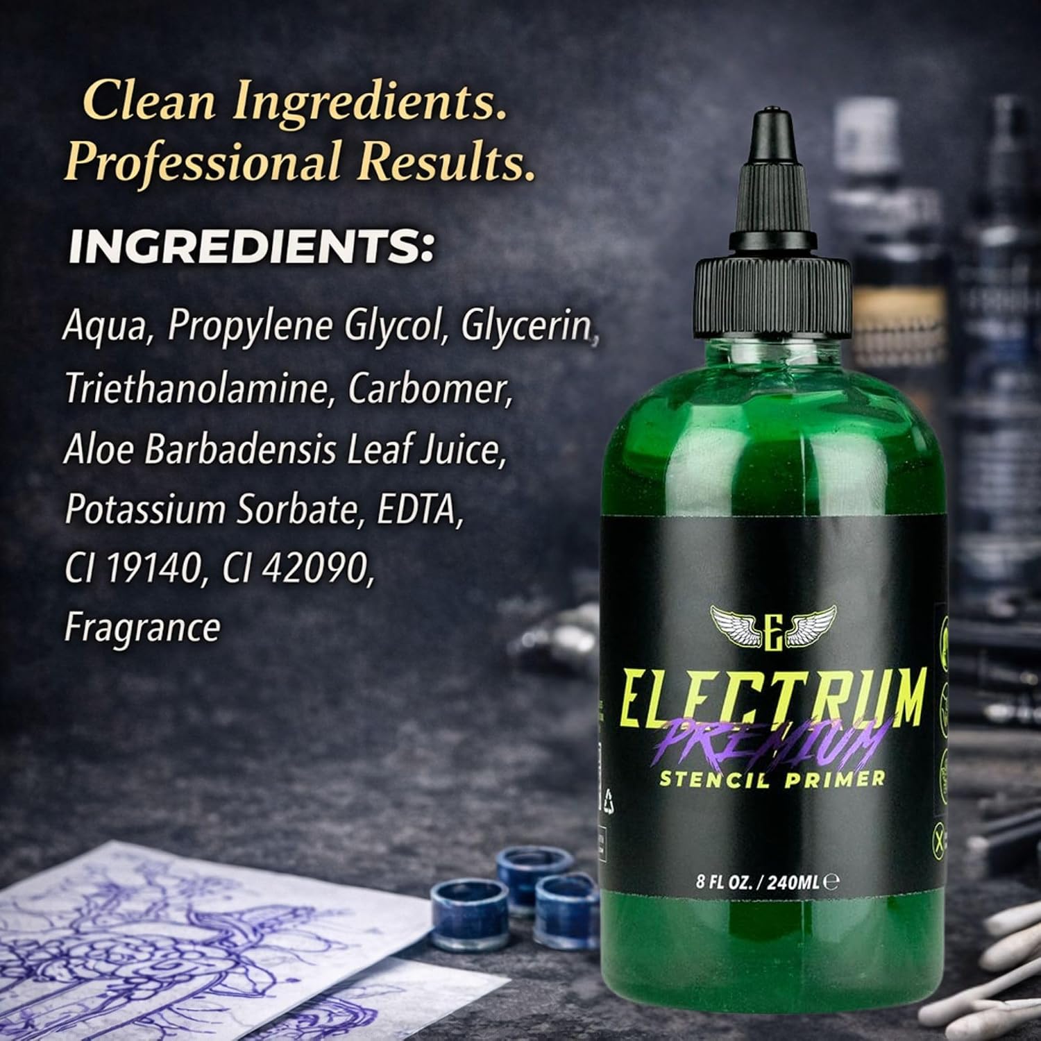Tattoo Stencil Gel Solution Premium Transfer Gel 8 oz (Stencil Gel)