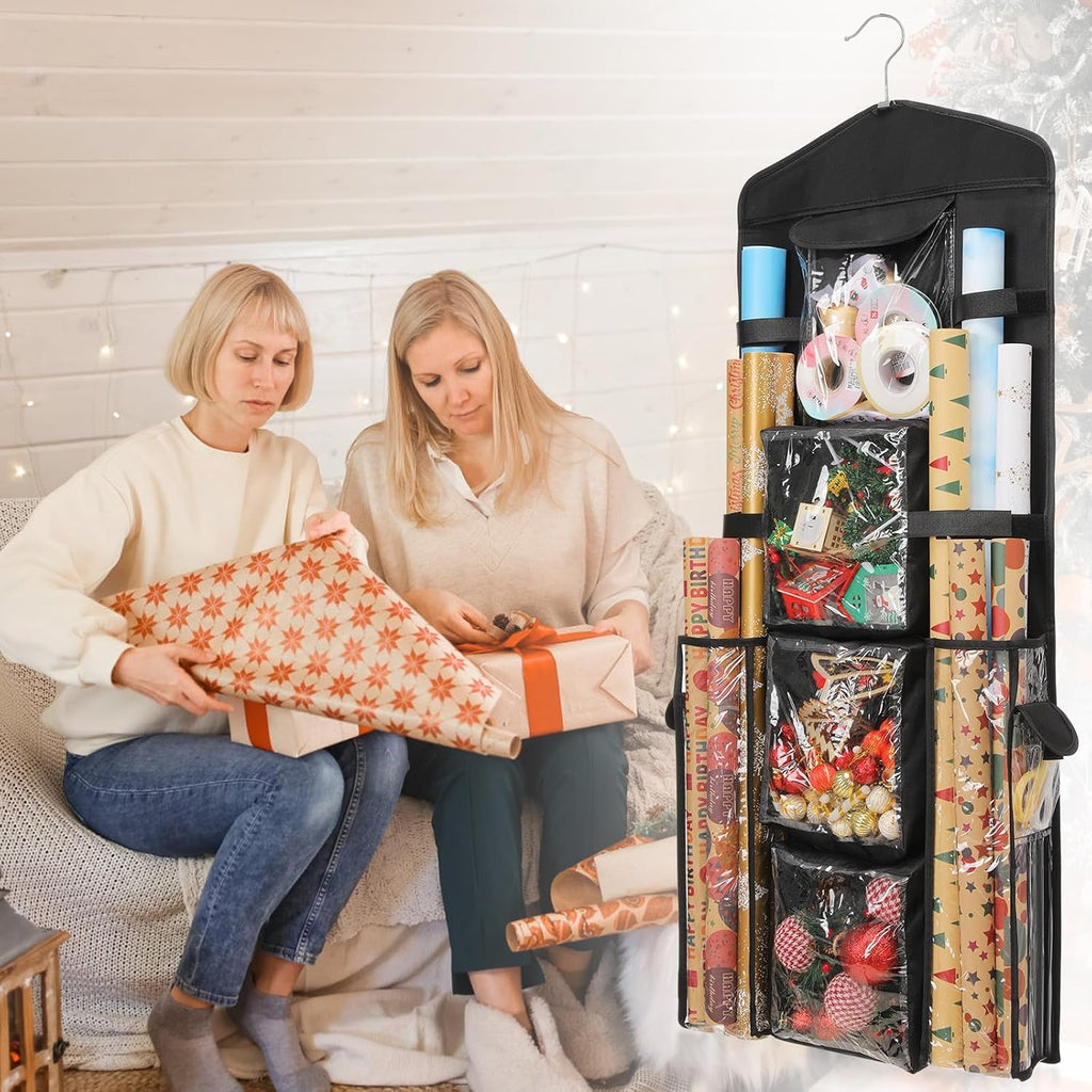 Wrapping Paper Storage, Gift Wrap Organizer Holder Double-Sided Hanging Gift Bag Storage Organizer