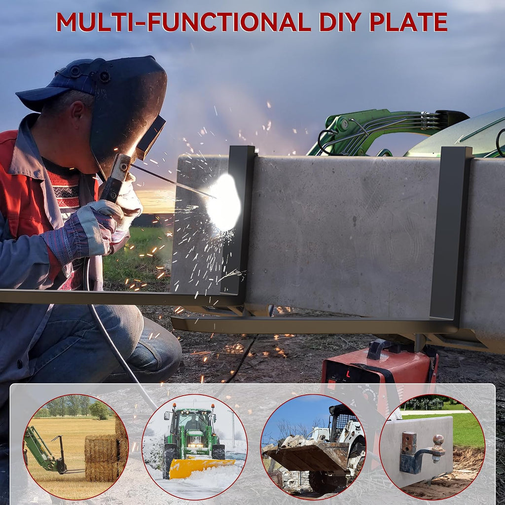 1/4" Skid Steer Mount Plate Attachment for Kubota, Bobcat Tractor | Universal Quick Attach, Heavy Duty 50 Steel, Weld
