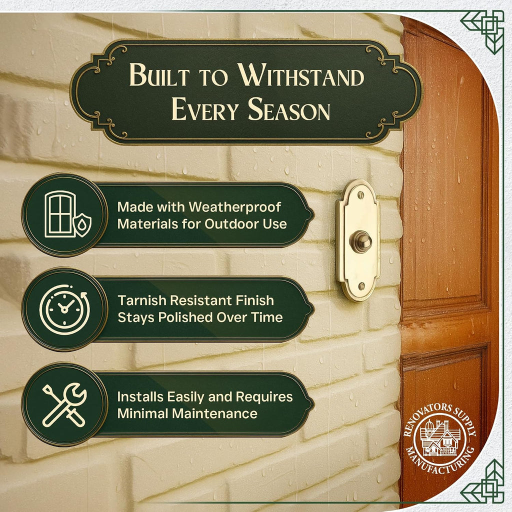 Doorbell Button 4 in. Lacquered Brass Wired Vintage Push Button with Mounting Hardware Pack of 2