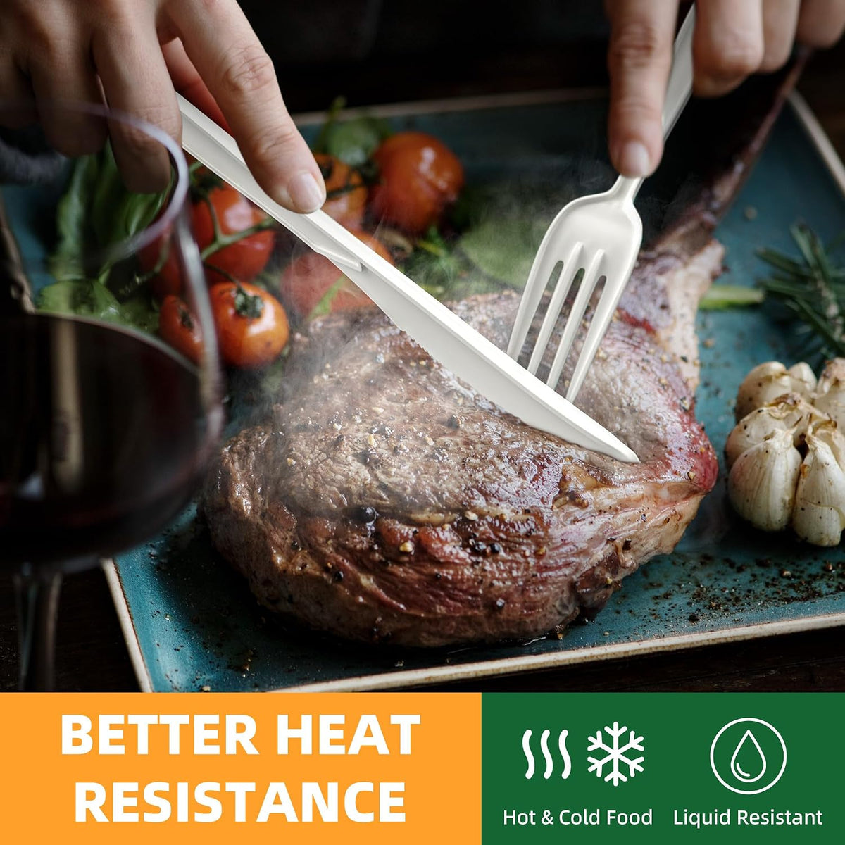 100% Compostable Cutlery Set, 150pcs (50 Forks,50 Spoons,50 Knives)