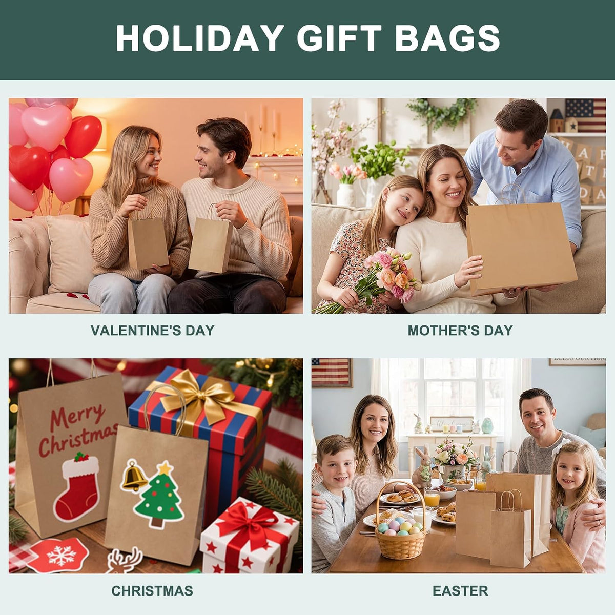 Large Brown Paper Bags with Handles 16x6x12 Inch 100 Pack