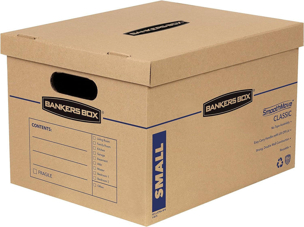 10-Pack Small Classic Moving Boxes with Reinforced Handles