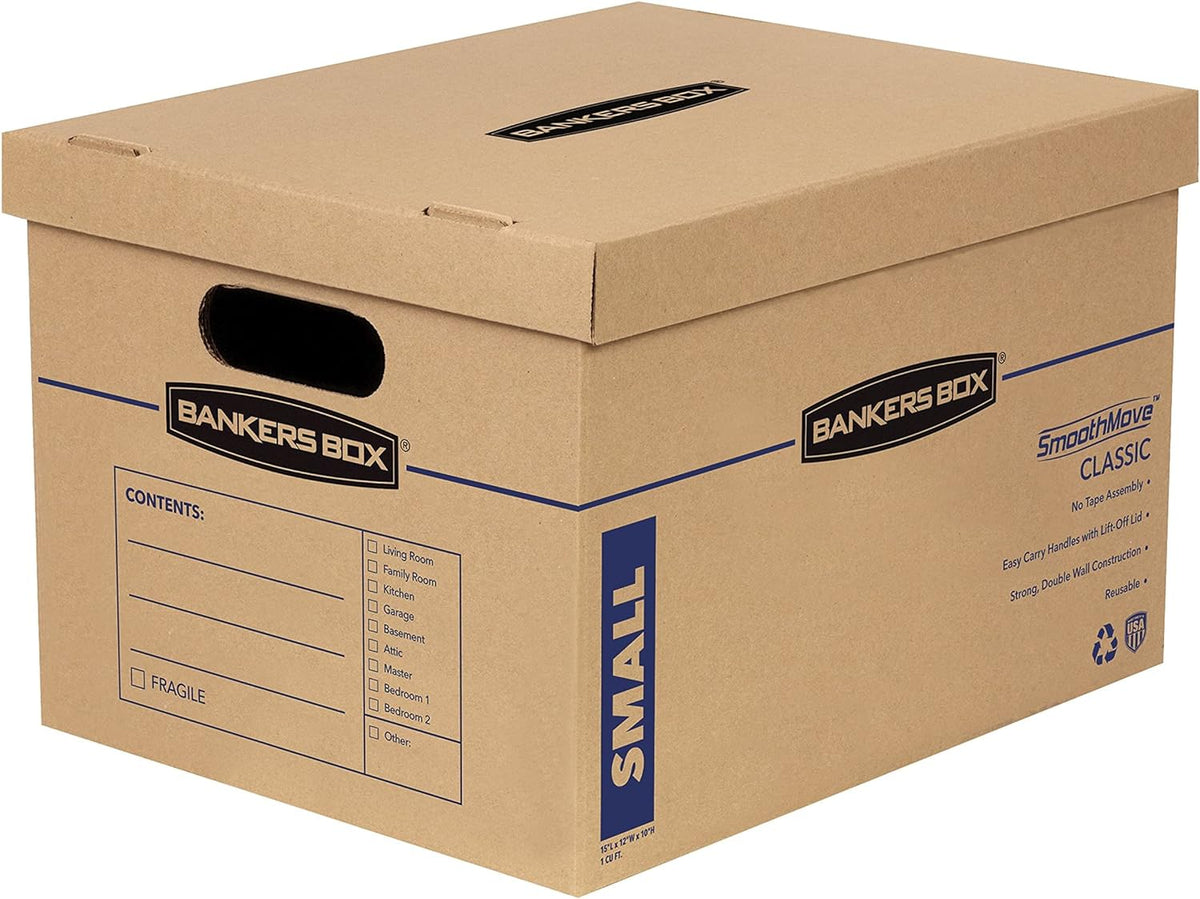 10-Pack Small Classic Moving Boxes with Reinforced Handles