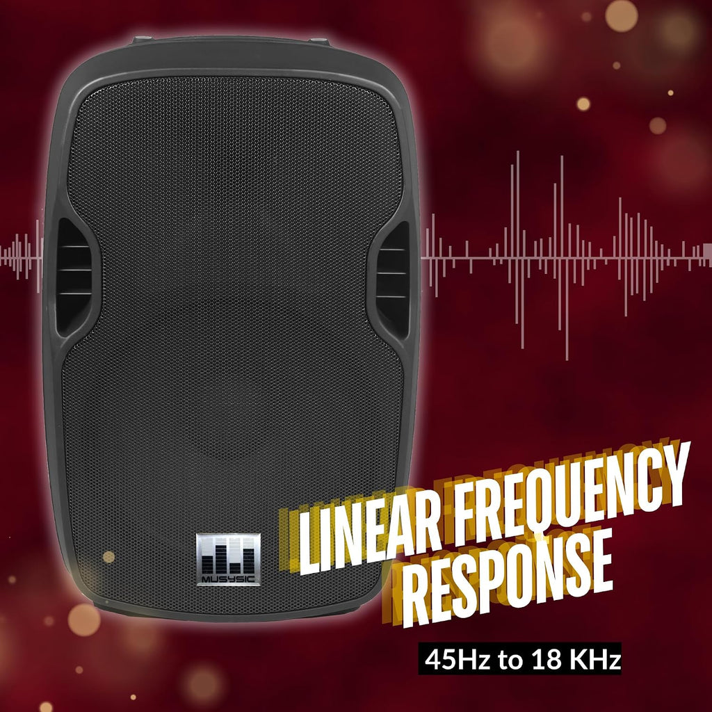 15 Inch Passive PA Speaker - 1200W Peak Power Professional | DJ Loudspeaker with Titanium Driver, ABS Cabinet