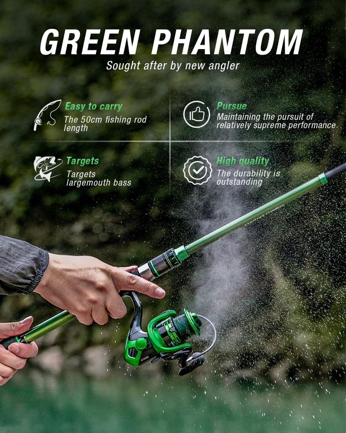 Telescopic Fishing Rod and Reel Combo,Spinning Travel Kit | Graphite Telescopic Fishing Rod,Collapsible Fishing Pole