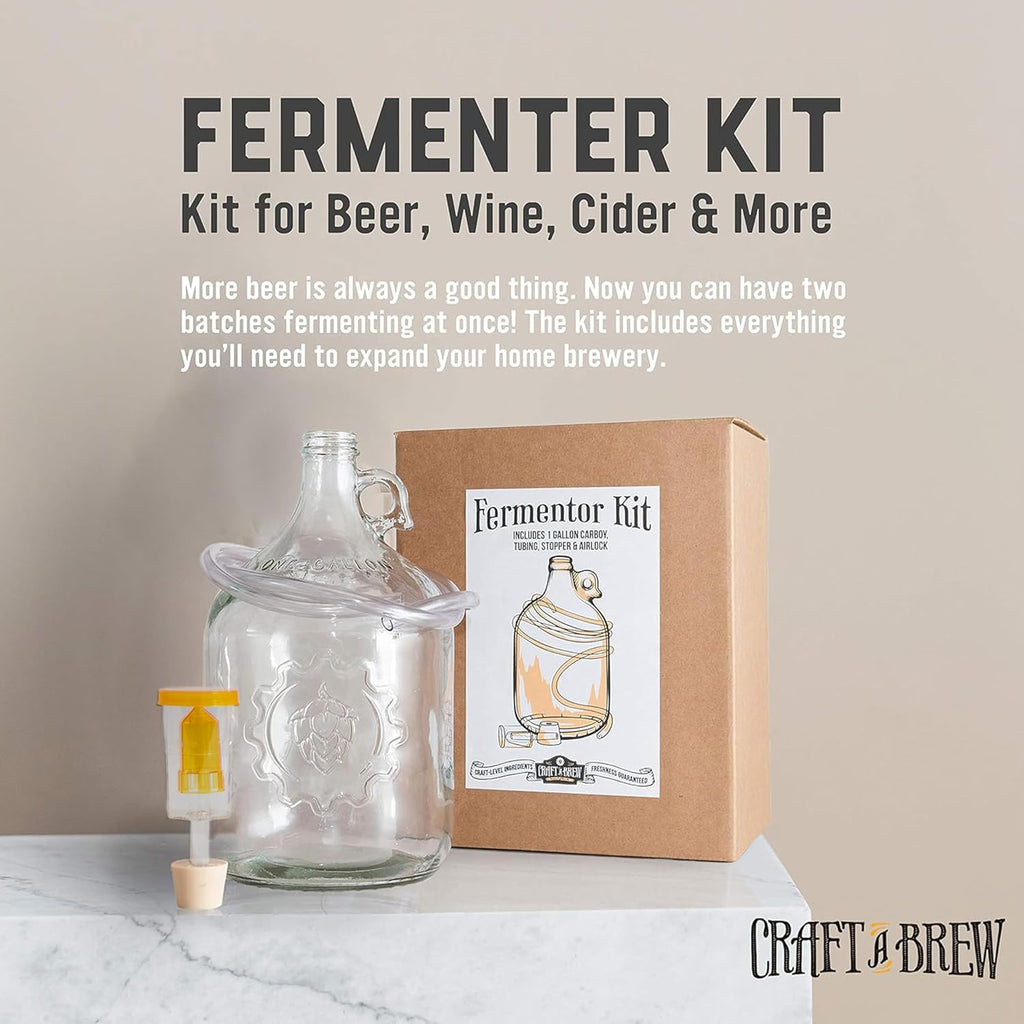 Fermentation Jug 1-pack - For Home Brewing - Includes 1 Gallon Glass Fermenter Jugs, Airlocks, and Silicone Stopper