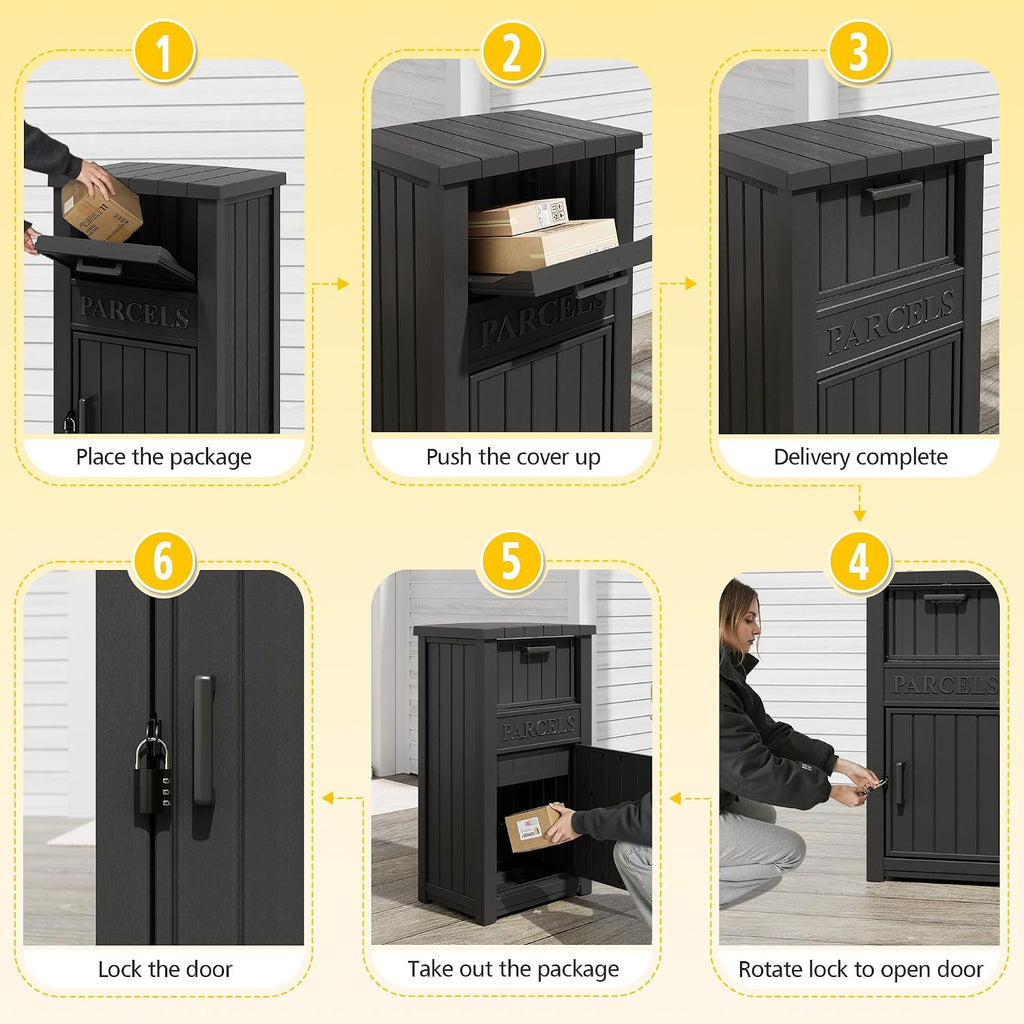 Package Delivery Boxes for Outside, Parcel Drop Box, Black | Lockable Secure, Waterproof, Anti-Theft