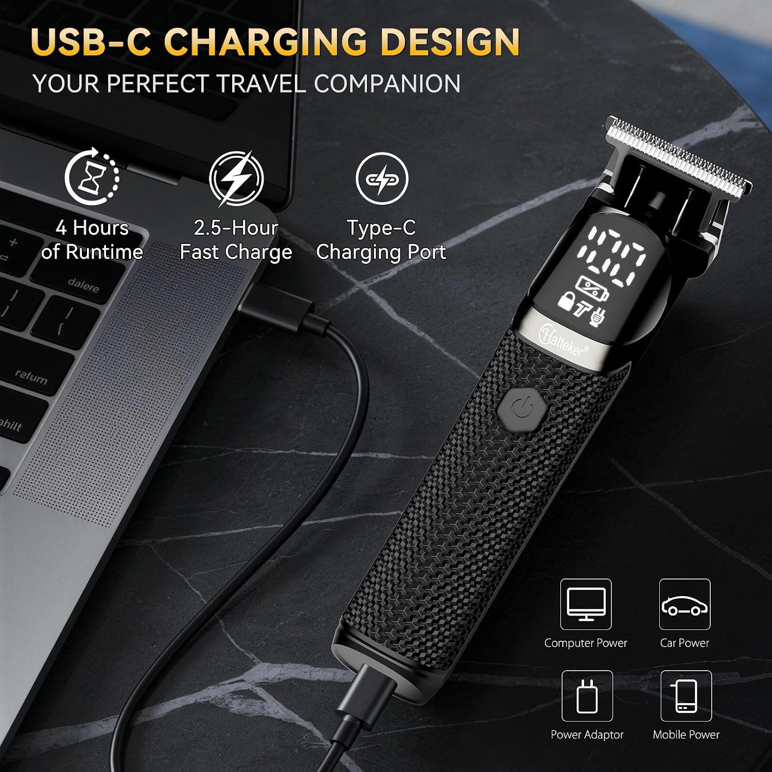 6-in-1 Men’s Grooming Kit, IPX6 Waterproof Electric Beard Trimmer, Cordless Hair Clipper for Beard, Nose, Ear & Body