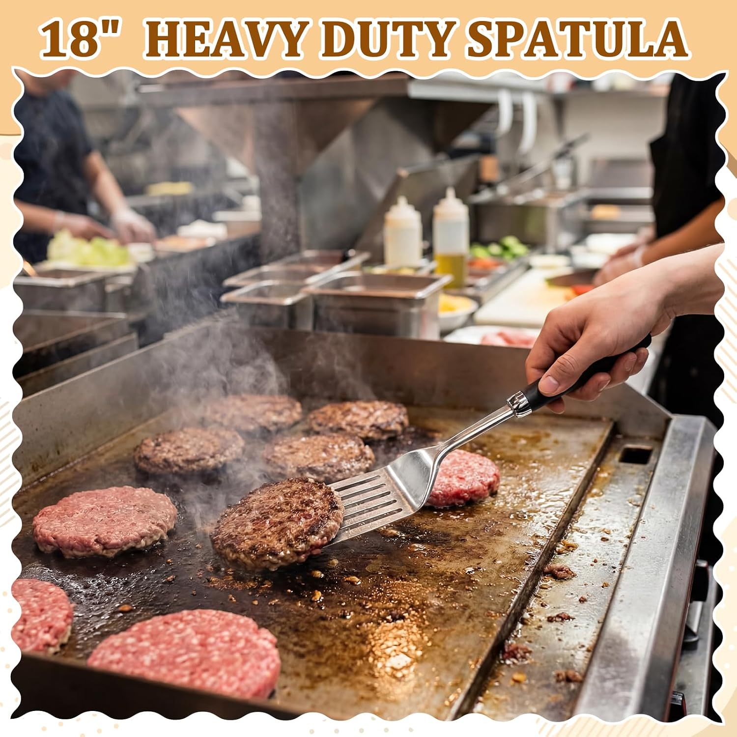 6 Pack Grill Spatula and Tongs Set Heavy Duty Grilling Tools - Stainless Steel Spatula & Tongs for Outdoor Camping