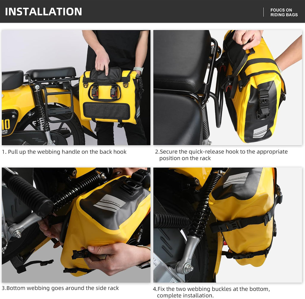 Motorcycle Saddlebags, Waterproof Saddlebags, Quick Release 15L Single Side Hanging Bag Motorcycle Accessories