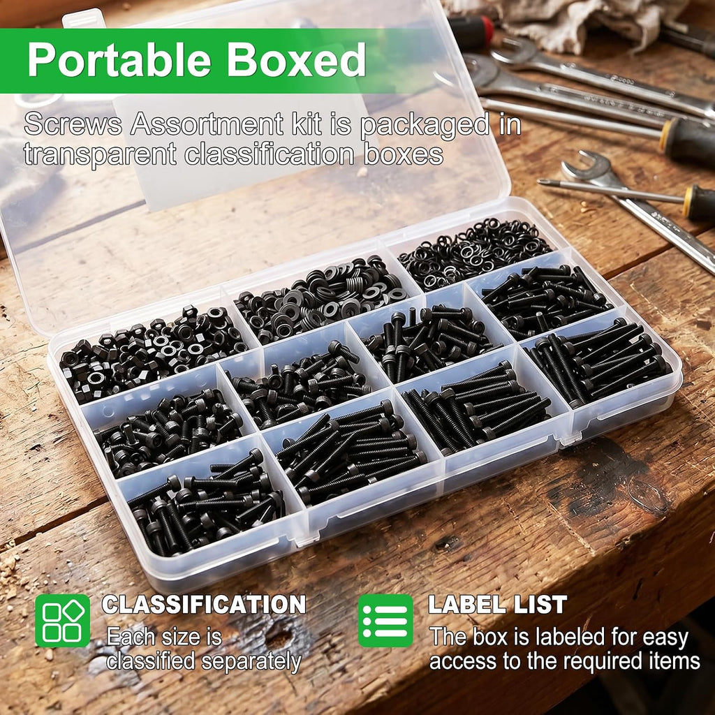 Twidec/1015PCS M3 Screws Assortment Kit,Hex Socket Cap Head Screws
