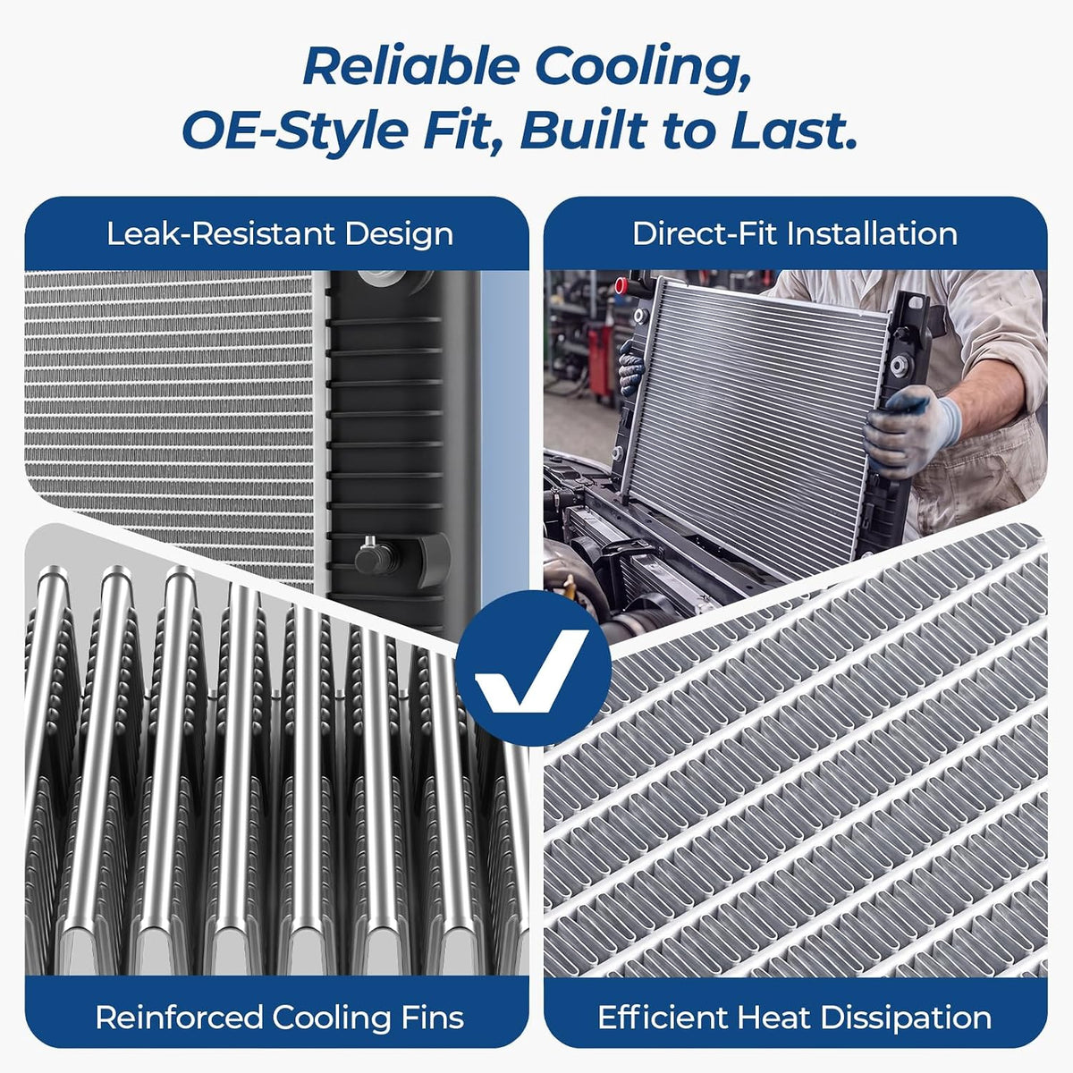 CU2370 34'' Engine Coolant Radiator Compatible with Chevy Silverado Suburban Tahoe GMC Sierra Yukon Cadillac Escalade 1996-2014 5.3 6.0 6.2 with EOC GM3010274