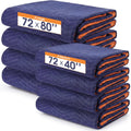 8 Pack Dual Size Heavy Duty Moving Blankets, Quilted Furniture Shipping Pads - 4 Medium(72"x40") + 4 Large (72"x80")