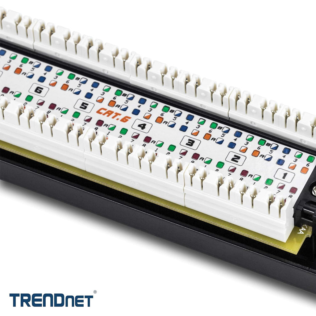 16-Port Cat6 Unshielded Patch Panel, TC-P16C6 | Rackmount, 1U 19", Cat3,Cat4,Cat5,Cat5e,Cat6 Compatible, 250Mhz