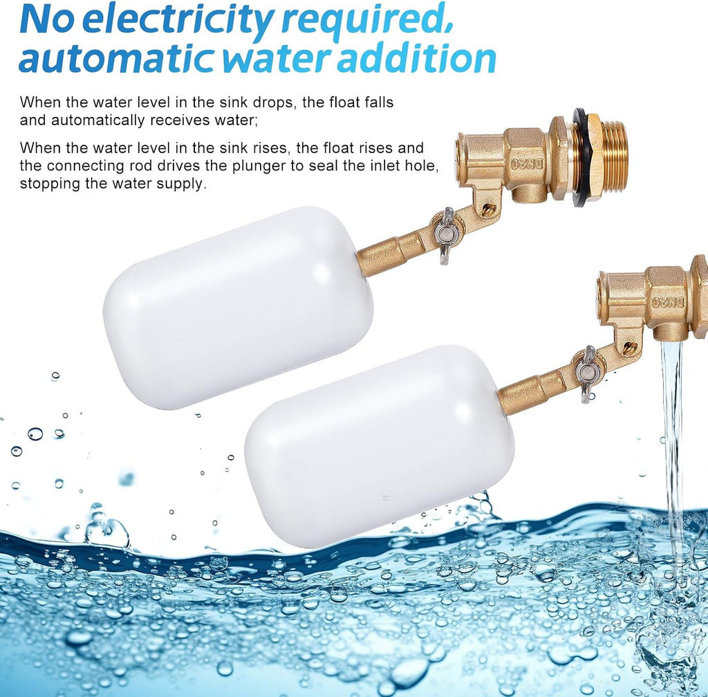 2 Pack 3/4 inch Brass Water Float Valve Pool Auto Fill Float Valve