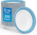 12 oz Paper Bowls, 200 Count Printed Disposable Small Bowls Bulk