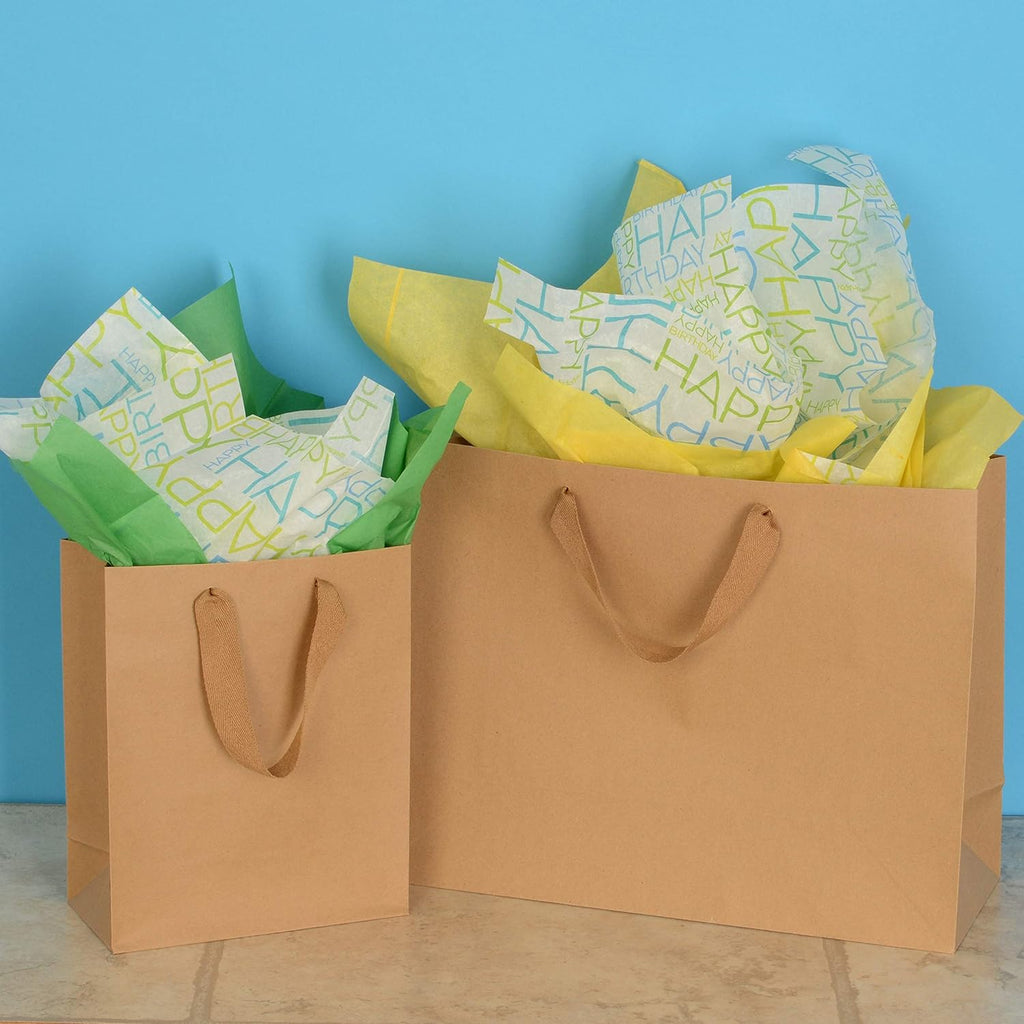 Paper Gift Bags with Handles, 8x4x10 Inch, 50 Pack