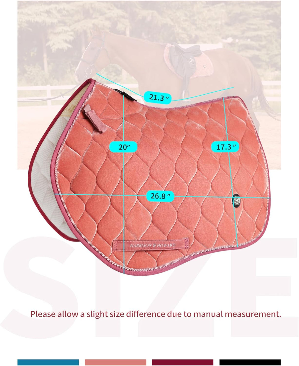 Close Contact Horse Saddle Pad for Jumping, w/Velvet Hue