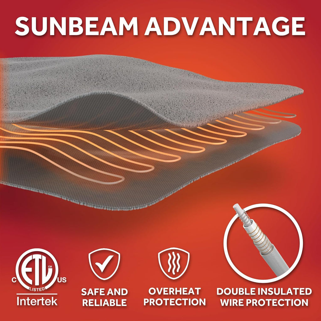 Electric Throw Royal Mink Sherpa Heated Blanket, 4 Heat Settings, 4-Hour Auto Shut-Off, Fast Heating, Luxurious and