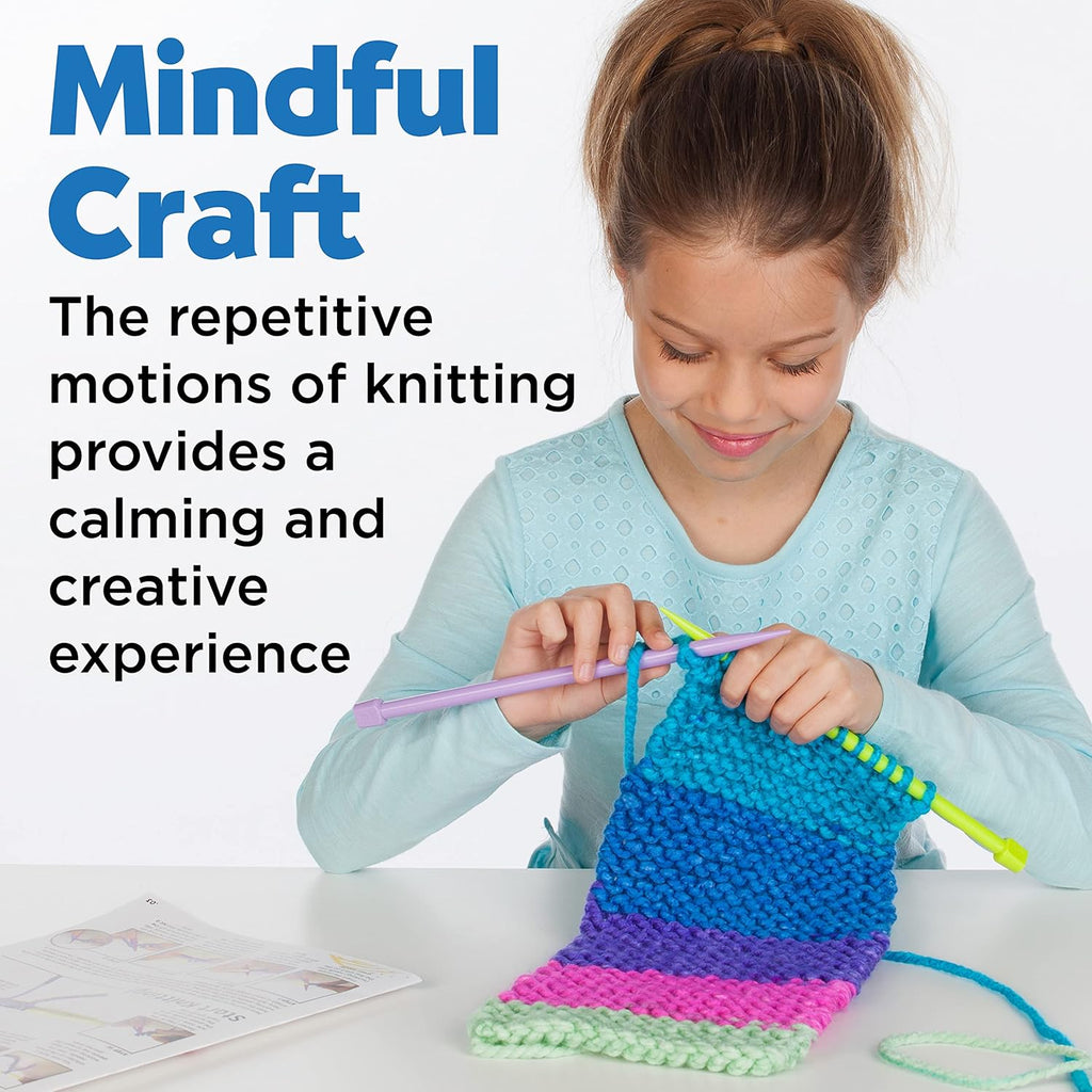 Learn to Knit Pocket Scarf - DIY Knitting Kit for Beginners, Kids Craft Kit
