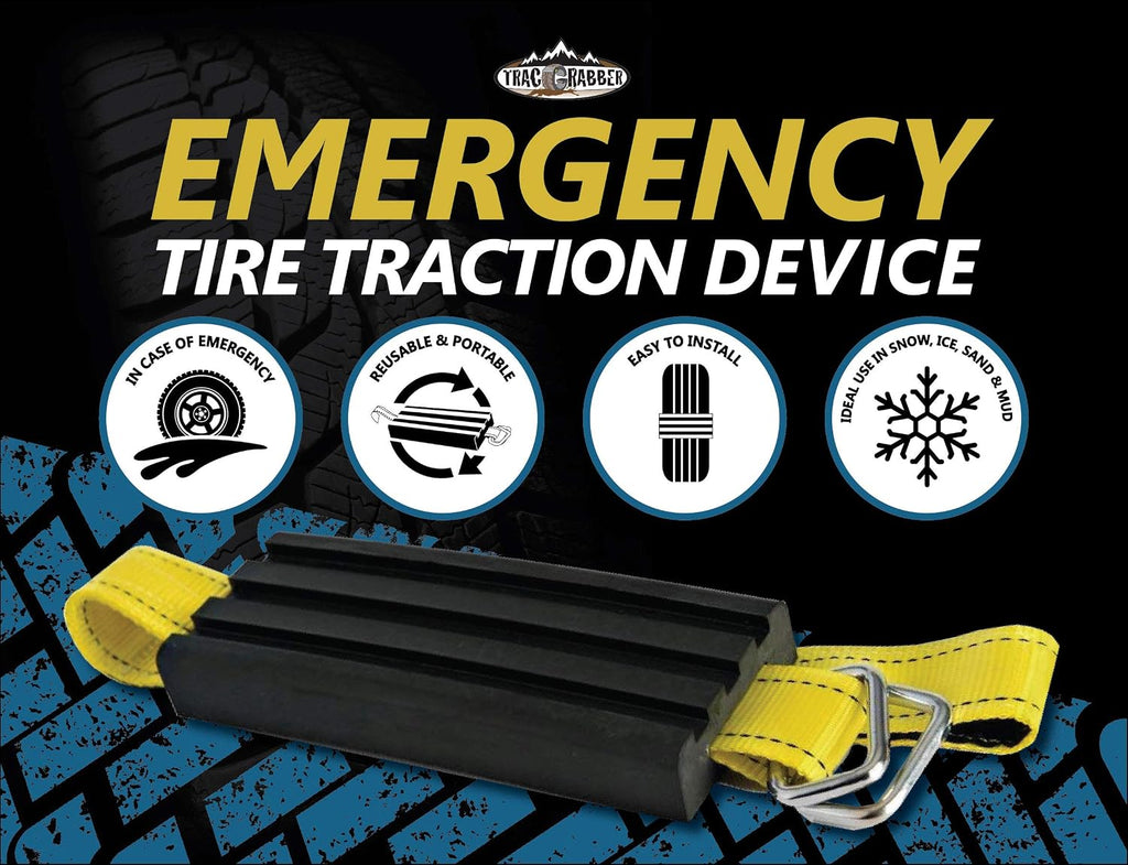 Tire Traction Device for Cars & Small SUVs, Set of 2 - Made in the USA, Anti Skid Emergency Tire Straps to Get