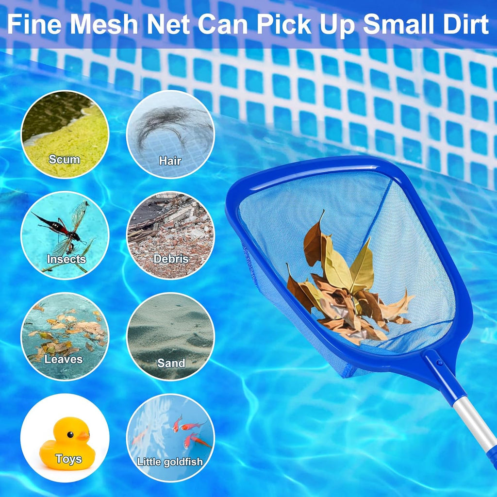 Hot Tub Skimmer Net with Ultra Fine Mesh, Handheld Spa Pool Net for Fine Debris & Leaves, Lightweight Safe-Edge