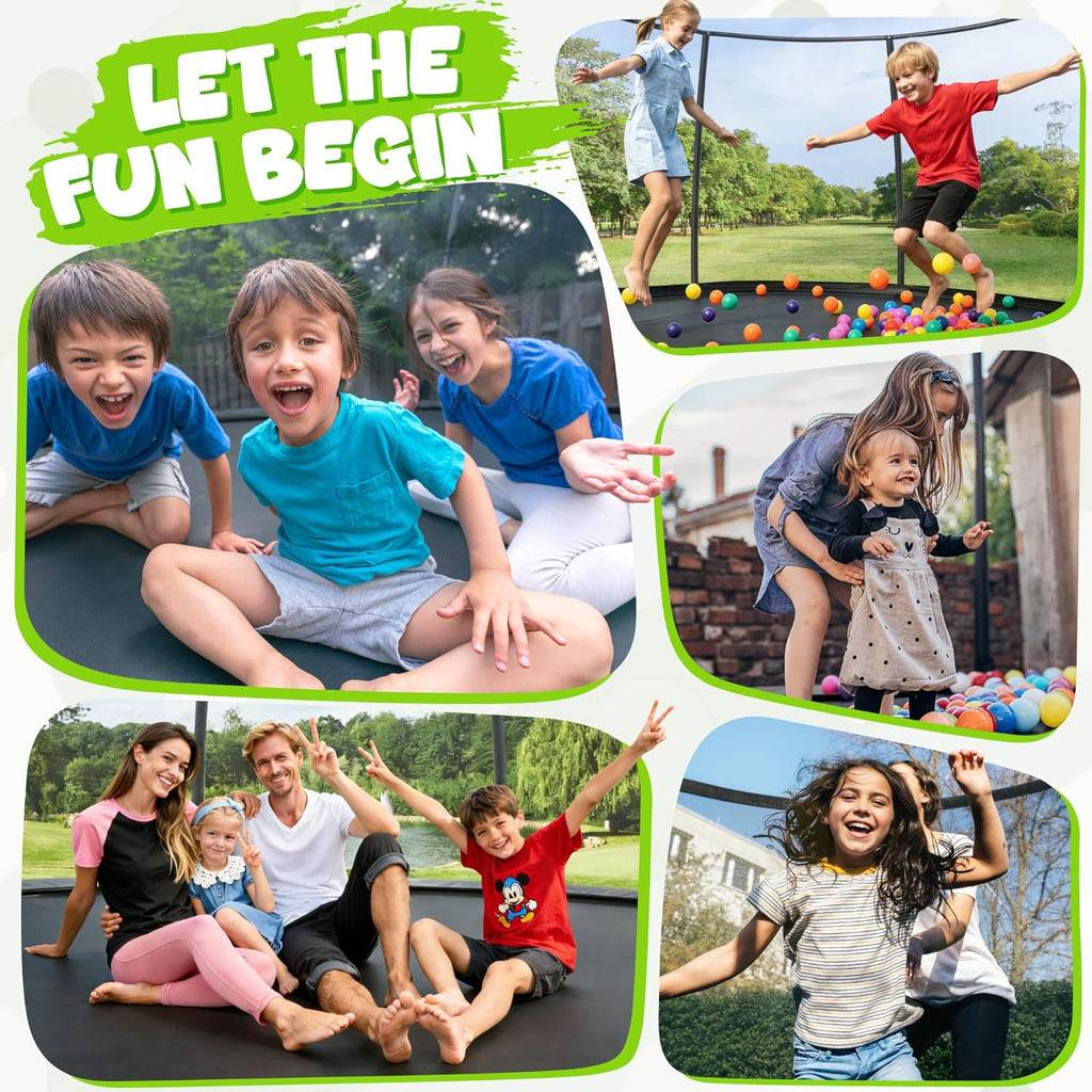 Trampoline 8FT 10FT 12FT 14FT 15FT 16FT, Recreational Trampolines with Enclosure Net, Outdoor Anti-Rust Trampolines