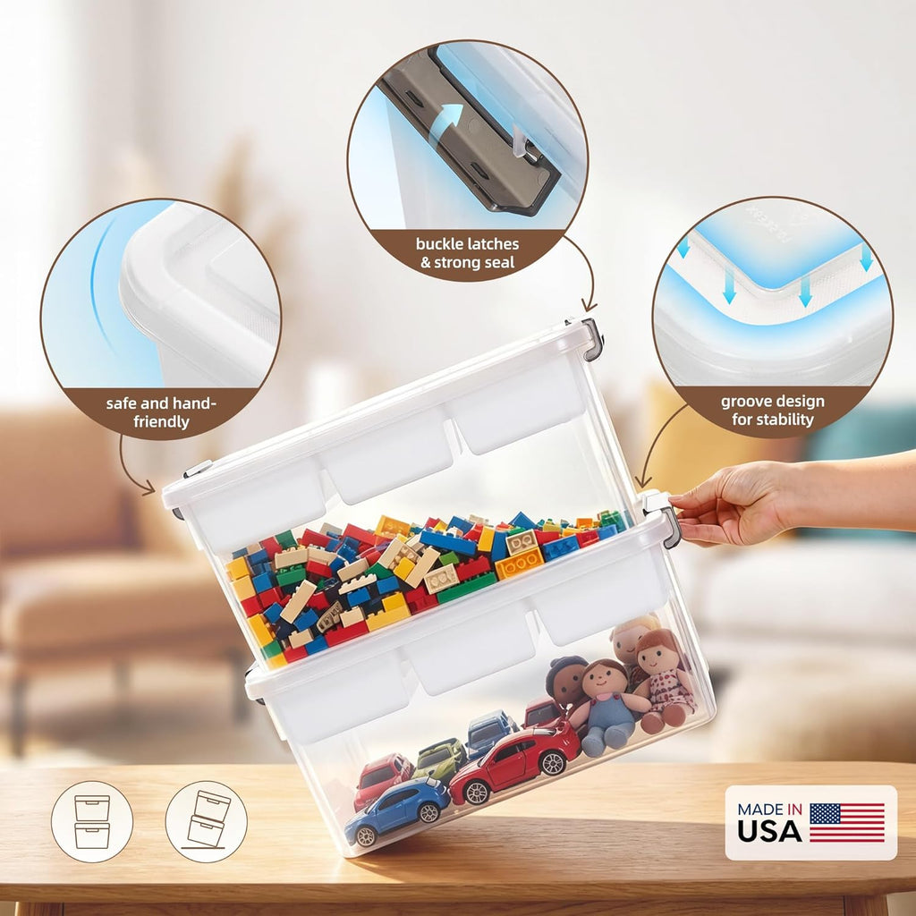 17 QT Plastic Storage Box with Removable Tray Craft Organizers and Storage Clear Storage Container for Organizing