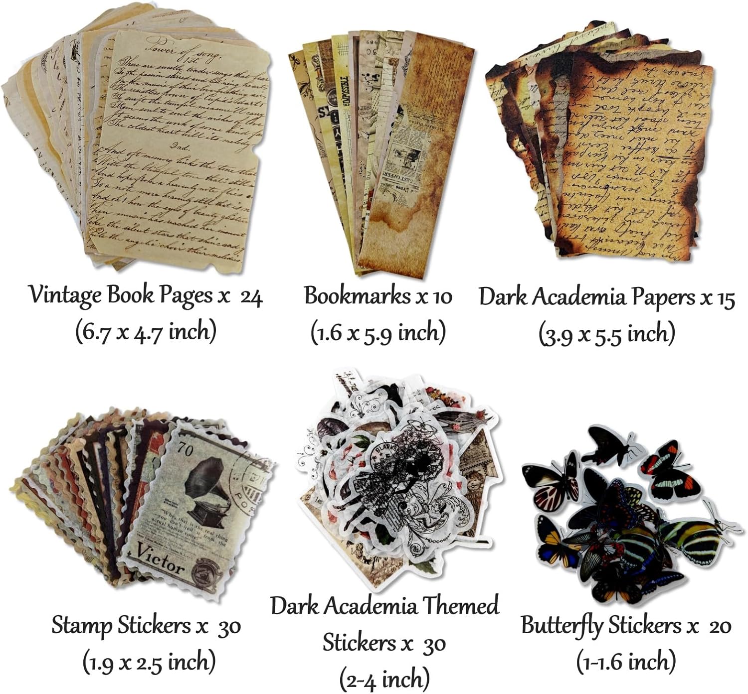 Vintage Aesthetic Scrapbook Supplies Kit with Scrapbook Paper, Stickers, Bookmarks for Scrapbooking, DIY Albums, Junk
